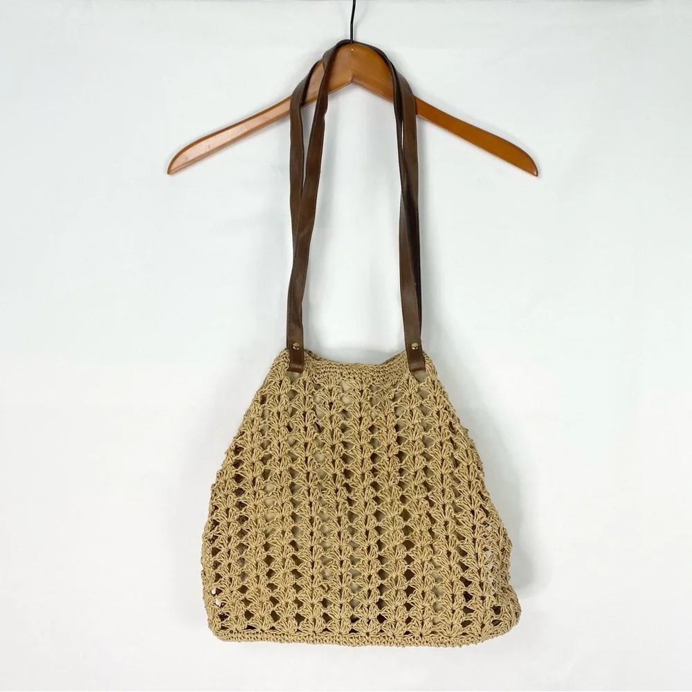 Vintage St. John Bay Paper Straw Beach Tote‎ Bag Shoulder Bag Boho Bohemian